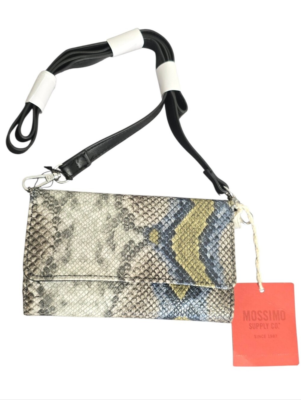 Mossimo Supply Co. Snake-Print Crossbody Bag in Black, Blue & Yellow